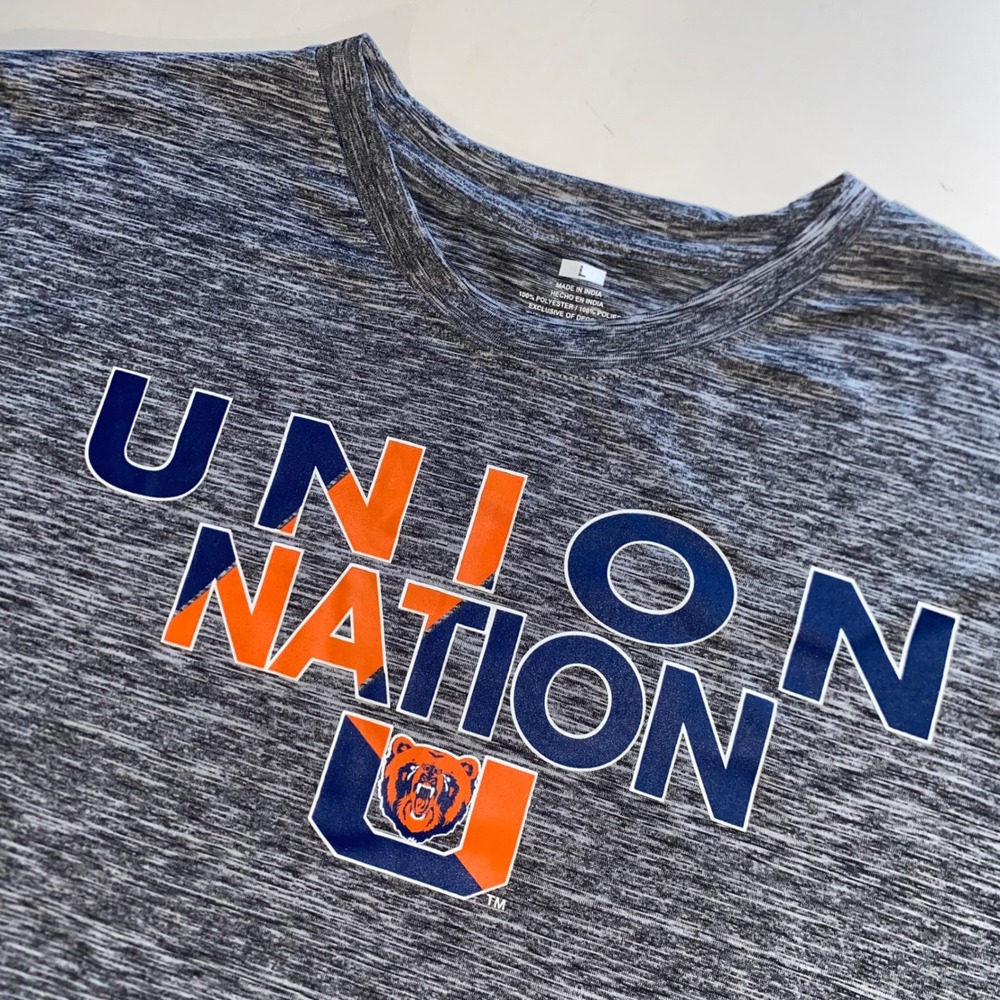 Union Nation Mens Space Dye Heather Gray Graphic Bear Logo T-Shirt Size L